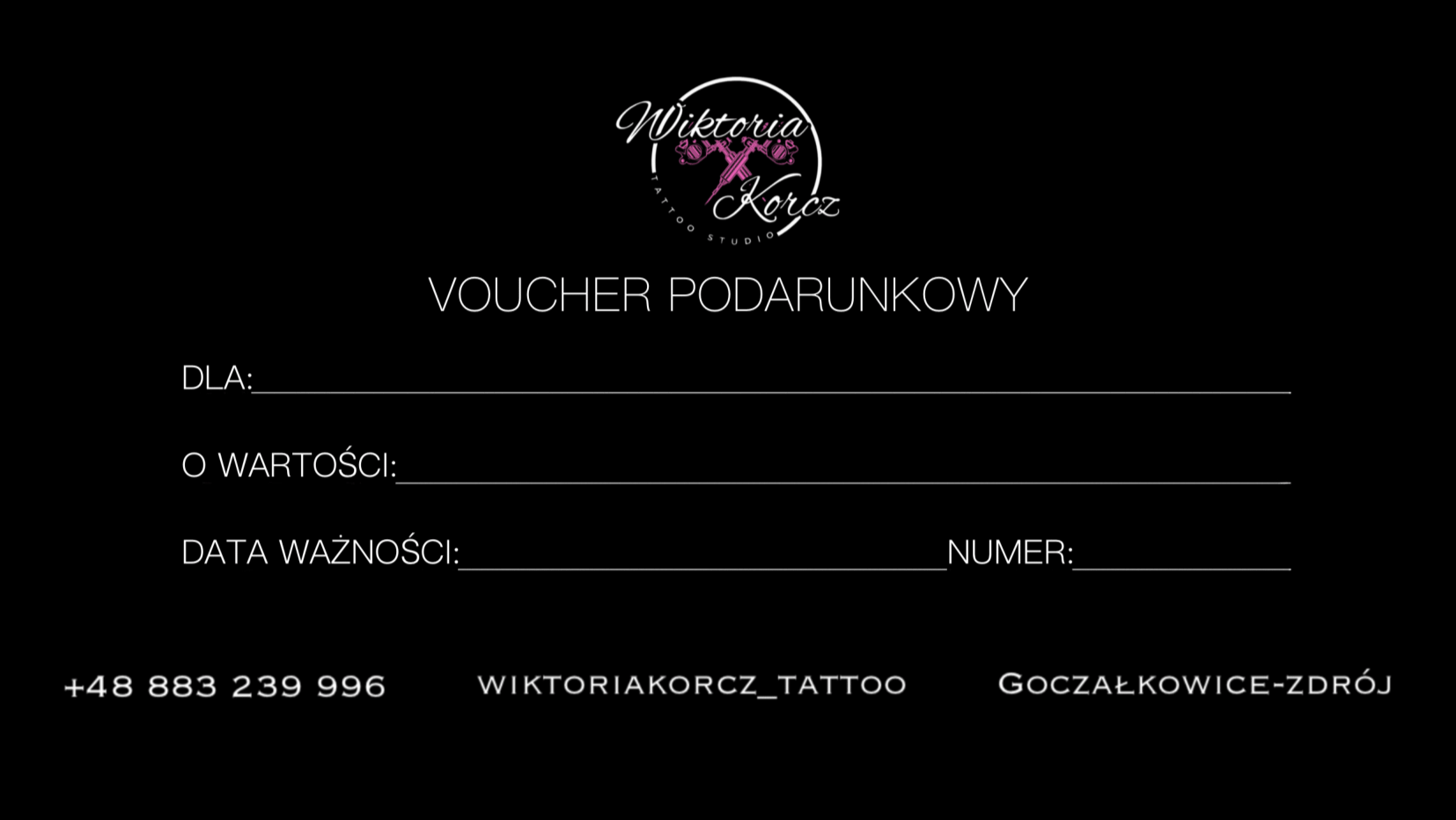 Karta Prezentowa - Wiktoria Korcz Tatoo - Wiktoria Korcz - Pracownia Tatuażu