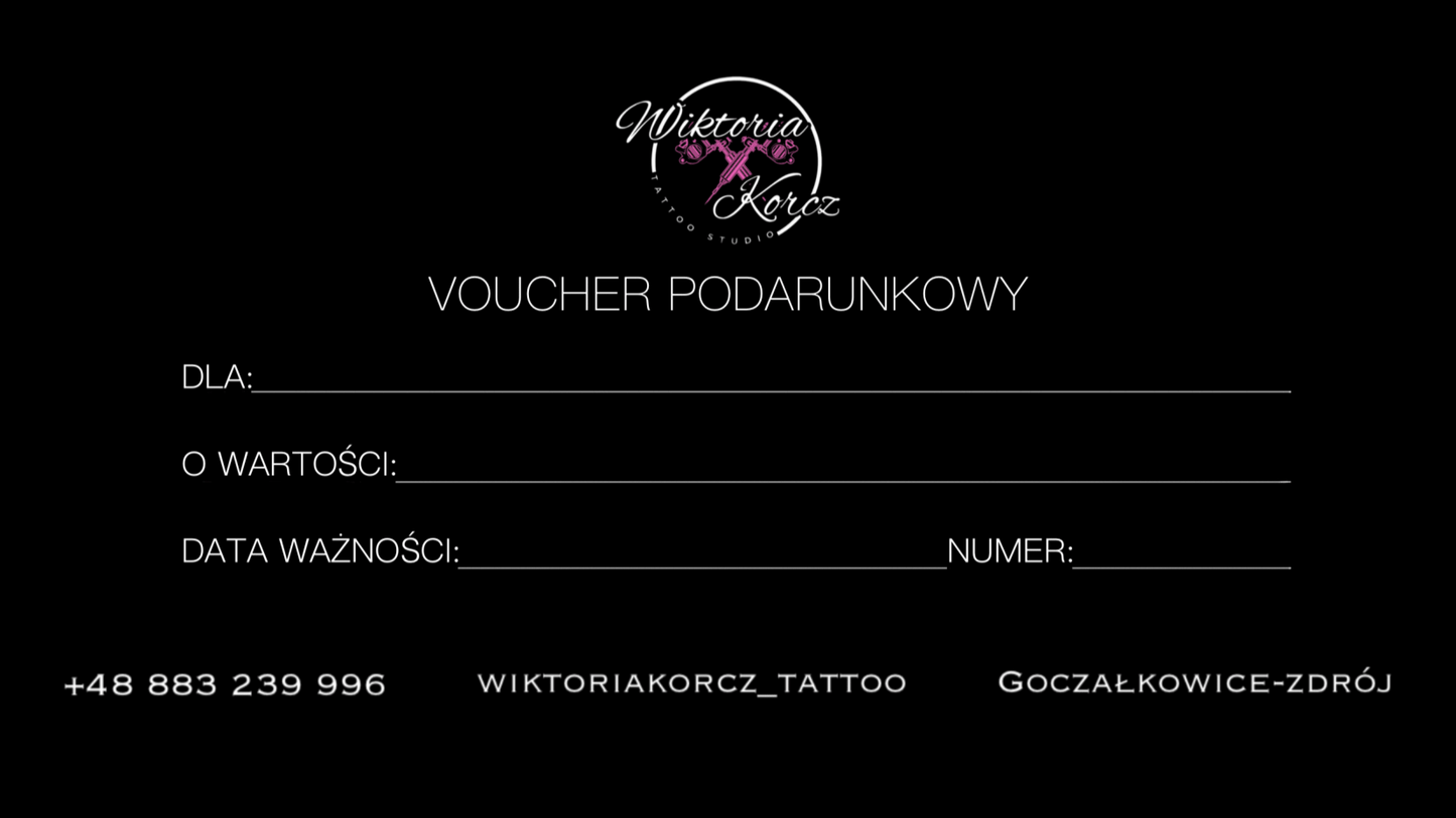 Karta Prezentowa - Wiktoria Korcz Tatoo - Wiktoria Korcz - Pracownia Tatuażu